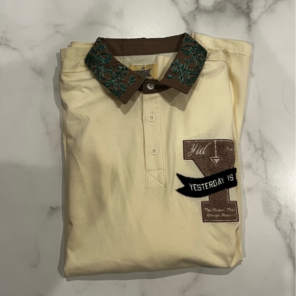 New Yesterday is Dead YID Botanical Rigby Cream Collared Longsleeve Shirt Medium - Picture 8 of 13